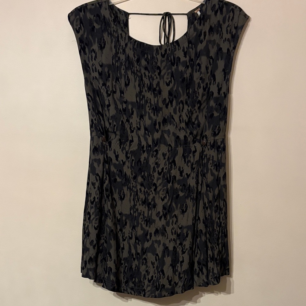 Free People Black and Gray Patterned Mini Dress